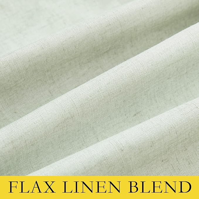 NICETOWN Full Blackout Sage Green Linen Curtains 102 inches Length with Thermal Insulated Liners for Living Room, 2 Panels, 52 inches W, Farmhouse Style Keep Warm Large Window Draperies for Hall