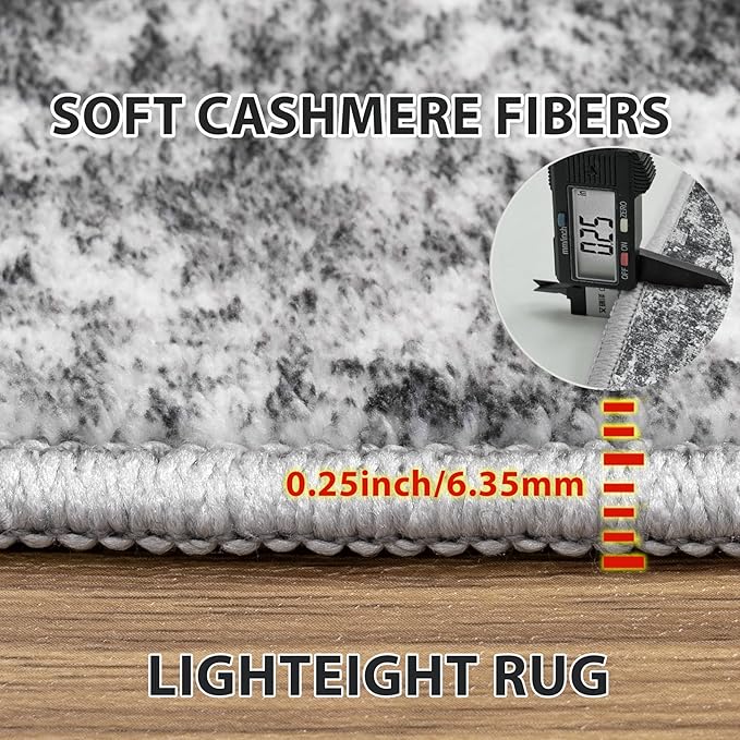 6x9 Area Rugs for Living Room Rug Washable: Abstract Rug for Dining Room Bedroom Carpet Non Slip 6 by 9 Indoor Modern Nursery Home Office Black Grey