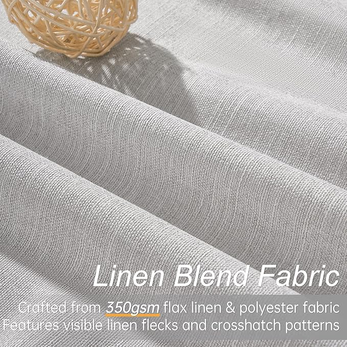 Topfinel 86 Inches Long Custom Blackout Linen Curtains Grey Beige Pinch Pleated Noise Cancelling Curtains with Pin Hooks for Traverse Burlap Viral Drapes 2 Panels for Living Room Bedroom