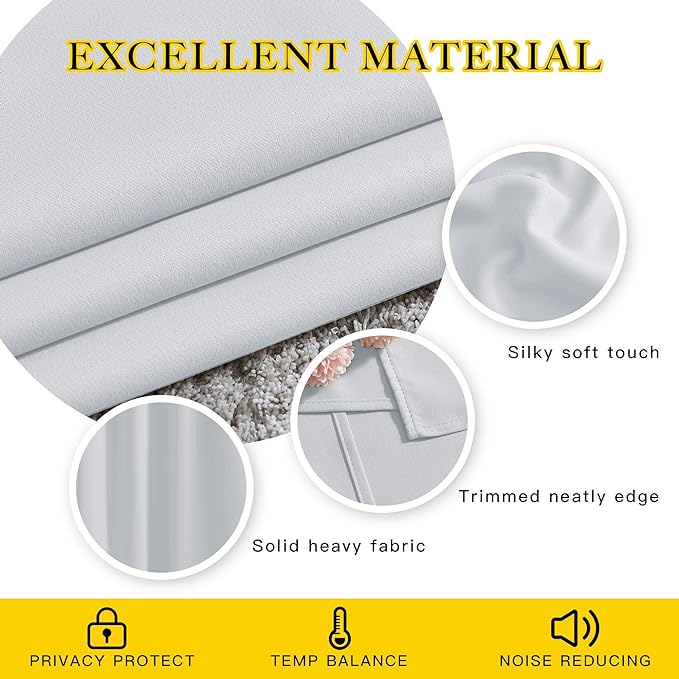 NICETOWN Room Darkening Curtain Panels - Home Fashion Ring Top Thermal Insulated Darkening Curtains for Bedroom/Living Room (2 Panels, 46" Wide by 90" Long, Greyish White)