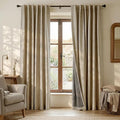 RYB HOME Linen Textured 100% Blackout Curtains for Bedroom, Insulating Energy Saving Window Curtains for Living Room Dining Patio Sliding Glass Door, Wide 52 x Long 96 inch, Burlap, 2 Panels
