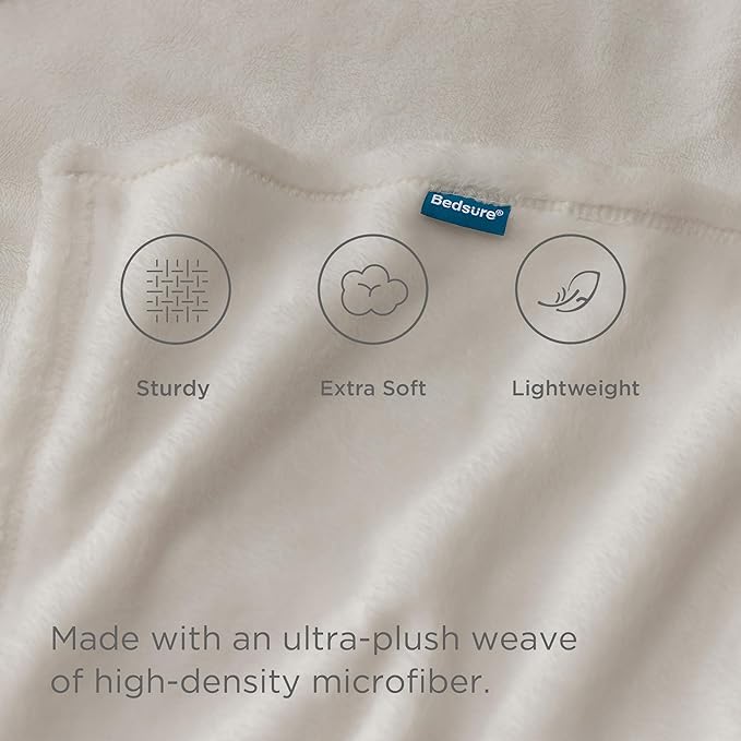 Bedsure GentleSoft Fleece Throw XL Blanket Linen - 300GSM Soft Lightweight Plush Cozy Blankets for Bed, Sofa, Couch, Travel, Camping, 50x70 inches