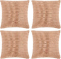 Fancy Homi 4 Packs Peach Decorative Throw Pillow Covers 26x26 Inch for Living Room Couch Bed, Rustic Modern Farmhouse Boho Home Decor, Soft Plush Corduroy Cute Square Accent Cushion Case 66x66 cm