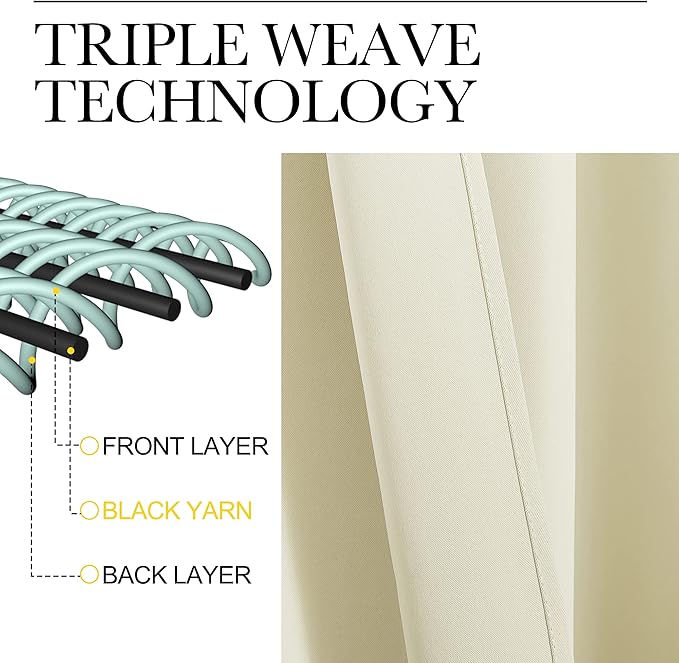 NICETOWN RV Blackout Curtains for Camper Windows, Beige, 34" x 30", Set of 2, Kitchen Curtains, Short Blackout Drapes, Thermal Insulated Rod Pocket Window Treatment Draperies for Nursery