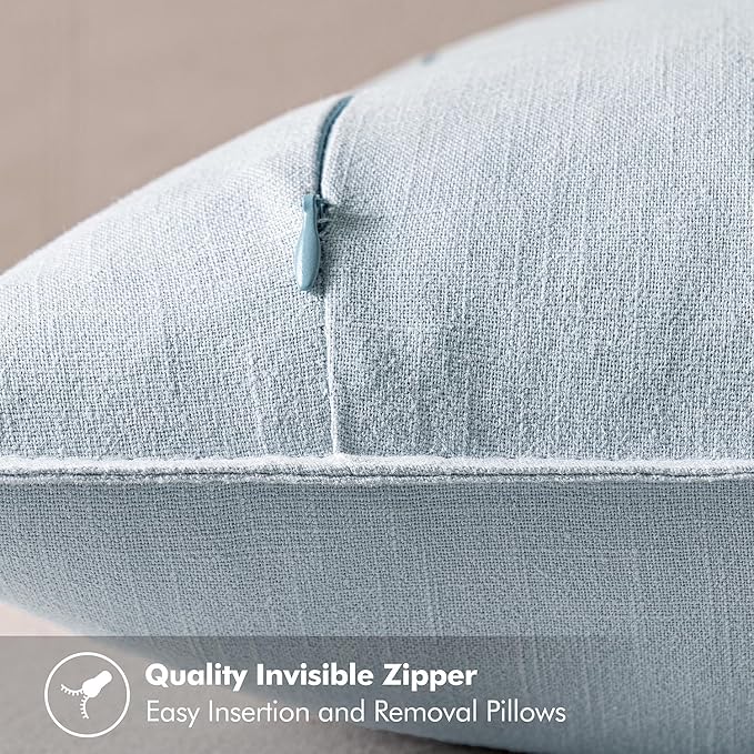 MIULEE Decorative Linen Euro Sham Pillow Covers 26x26 Light Blue Boho FarmhouseNeutral Couch Throw Pillows for Bed Pack of 2 Accent Coastal Modern Pillowcase Summer Sofa Livingroom Home Decor