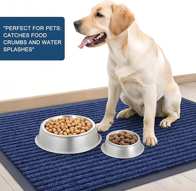 OLANLY Front Door Mat Indoor Outdoor Entrance, 2-Pack 33 x 21 Inch, Waterproof Heavy Duty Doormat, Fade Resistant, Low Profile, Easy Clean Patio Porch Welcome Floor Mats for Entry, Blue