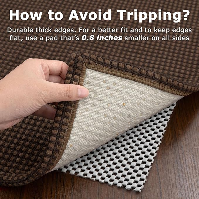 KOZYFLY Runners for Hallways 2x8 ft Washable Kitchen Runner Non Slip Rubber Backed Hall Runners Cotton Entryway Runner Rugs Floor Carpet for Indoor Backdoor Bedroom Kitchen, Reddish Brown/Coffee