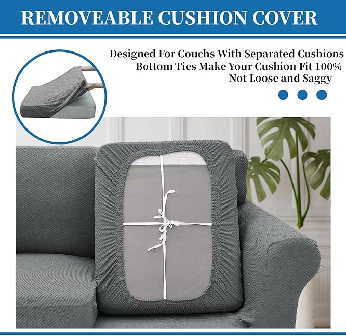 XINEAGE 2026 New 4 Pieces Couch Covers for 3 Cushion Couch Super Stretch Thick Soft Sofa Cover Anti Slip Sofa Slipcover Dogs Cats Furniture Protector (Light Gray, 71"-91")