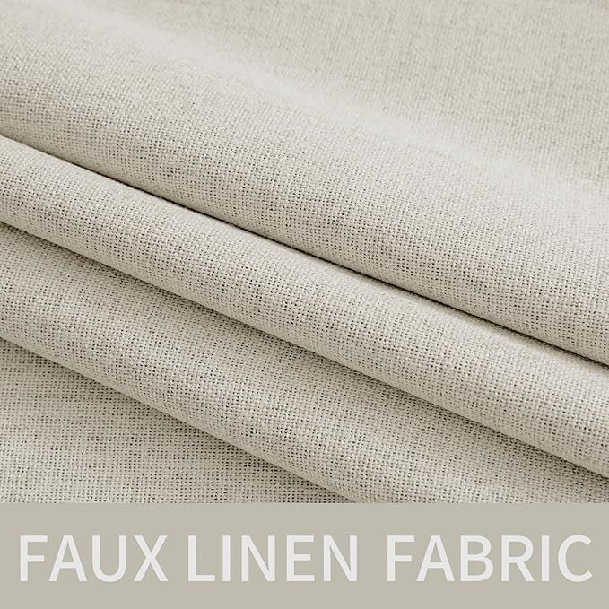 MIULEE Linen Texture Curtains for Bedroom Light Cream 100% Blackout Thermal Insulated Linen Curtains Grommet Room Darkening Draperies for Living Room Nursery 52x96 Inch (2 Panels)