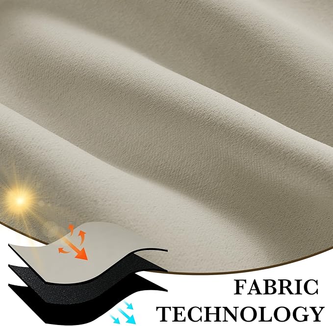 RYB HOME 100% Blackout Basement Curtains 30 inches Long, Heat & UV Blocking Total Room Darkening Noise Reducing Curtains for Bathroom RV Campers, Natural, 2 Panels Set
