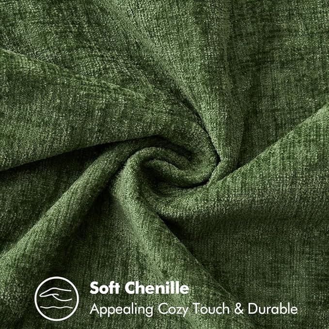 MIULEE Pack of 2 Couch Pllow Covers 18x18 Inch Moss Green Farmhouse Decorative Throw Pillow Covers with Stitched Edge Soft Chenille Solid Dyed Pillow Covers for Sofa Bed Living Room
