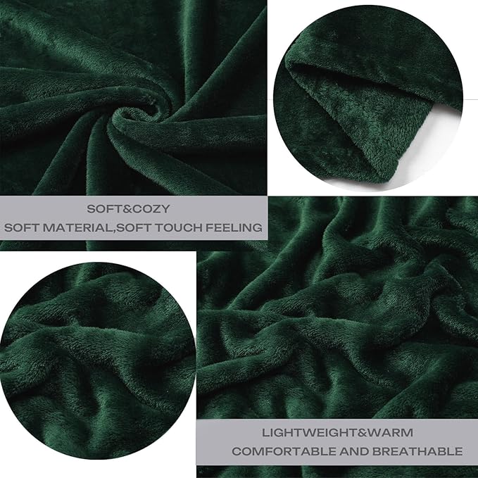 JIAHANNHA Flannel Fleece Blanket Throw Size(60 by 80 Inches),Green Throw Blanket for Couch Sofa Bed 280GSM,Super Soft Plush Cozy and Lightweight Warm Bed Blanket for All Season