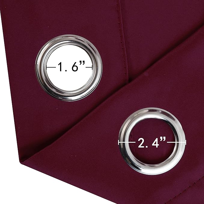 LEMOMO Burgundy Red Blackout Curtains 66 x 63 Inch Length/Set of 2 Curtain Panels/Thermal Insulated Room Darkening Blackout Curtains for Bedroom