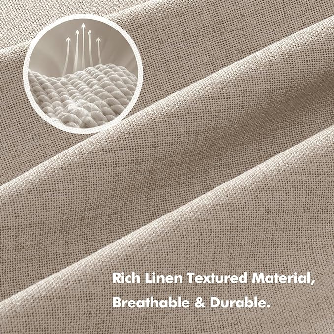 MIULEE 100% Blackout Linen Curtains for Bedroom, Taupe Solid Luxury Decor Thermal Insulation Room Darkening Drapes for Living Room Nursery Back Tab Rod Pocket 42 x 72 Inches, 2 Panels