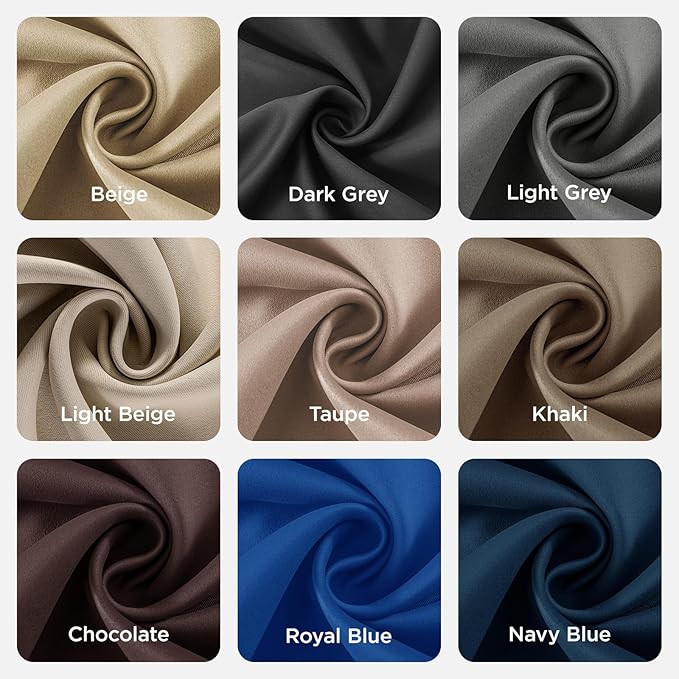 Joydeco Blackout Curtains 63 Inch Length 2 Panels Set, Thermal Insulated Long Curtains & Drapes 2 Burg, Room Darkening Grommet Drapes for Bedroom Living Room Windows (W42 x L63 Inch, Beige)