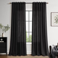 Vintage Black Linen Curtains for Living Room 120 Inches Long Light Filtering Semi Sheer Curtain Back Tab Floor to Ceiling High Window Gothic Vintage Decor Drapes for Bedroom Office 52x120,2 Panels
