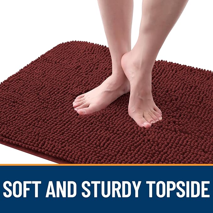 OLANLY Dog Door Mat for Muddy Paws 47x17, Absorbs Moisture and Dirt, Absorbent Non-Slip Washable Doormat, Quick Dry Chenille Mud Mat, Entry Indoor Entryway Carpet for Inside Floor, Caramel Russet
