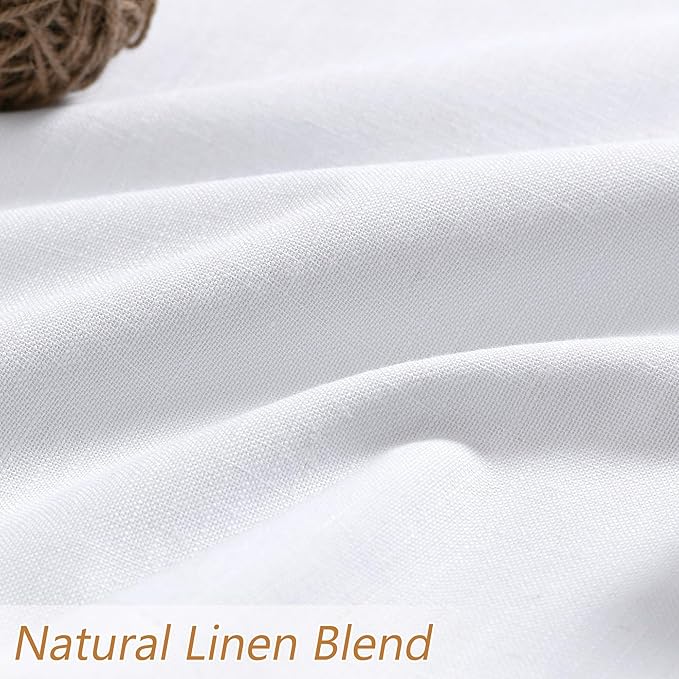 Guken White 100% Blackout Linen Curtains 70 Inch Wide by 96 Inch for Living Room Bedroom Back Tab Thermal Insulated Black Out 1 Drapes Room Darkening Window Curtains,1 Panel