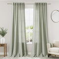 Nanspring Sage Green Curtains 84 Inch Length 2 Panels Back Tab Rod Pocket Light Filtering Semi Sheer Drapes Linen Cotton Textured Airy Farmhouse Living Room Decor Light Green Curtains for Bedroom