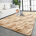 TWINNIS Super Soft Shaggy Rugs Fluffy Carpets, 4x5.9 Feet, Indoor Modern Plush Area Rugs for Living Room Bedroom Kids Room Nursery Home Decor, Upgrade Anti-Skid Rectangular Fuzzy Rug, Beige Brown