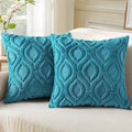decorUhome Summer Throw Pillow Covers 26x26 Inch Set of 2, Soft Plush Faux Wool Teal Solid Couch Pillow Covers, Accent Euro Sham Farmhouse Neutral Square Pillow Cases for Sofa Bed Living Room