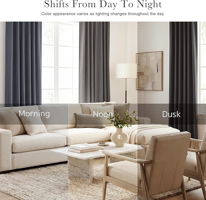 Pony Dance Blackout Curtains Thermal Insulated Window Treatment Panels Room Darkening Shade Drapes for Living Room Back Tab/Rod Pocket Bedroom Draperies, 34 x 63 Inch, Grey, 2 Panels