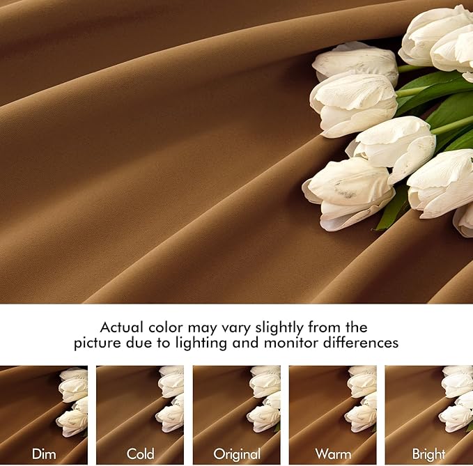 MIULEE Golden Brown Back Tab Blackout Curtains 108 Inch Long 2 Panels Set for Bedroom, Rod Pocket/Pinch Pleat Extra Long Thermal Insulated Living Room Darkening Pleated Light Blocking Drapes