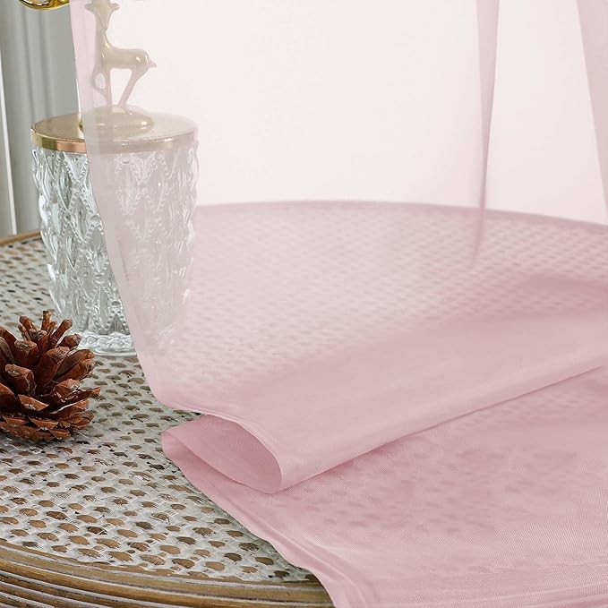 Chyhomenyc Blush Pink Sheer Curtains 96 Inches Long 2 Panels, Light Filtering Blush Pink Curtains for Living Room, Soft Gentle Voile Rod Pocket Bedroom Window Drapes, 59Wx96L Inch, 2PCS