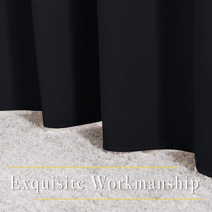 NICETOWN Black Out Curtains 102 inches Long, Grommet Thermal Insulated Solid Blackout Curtains Privacy Window Treatments for Bedroom/Living Room, W46 x L102, 2 Panels