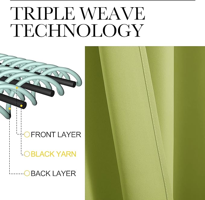 NICETOWN 2 Panels Blackout Curtains, Rod Pocket Window Curtains Room Darkning Drapes for Bedroom/Living Room, Thermal Insulated Solid Draperies for Home Office/Study, 62 by 72-Inch, Fresh Green