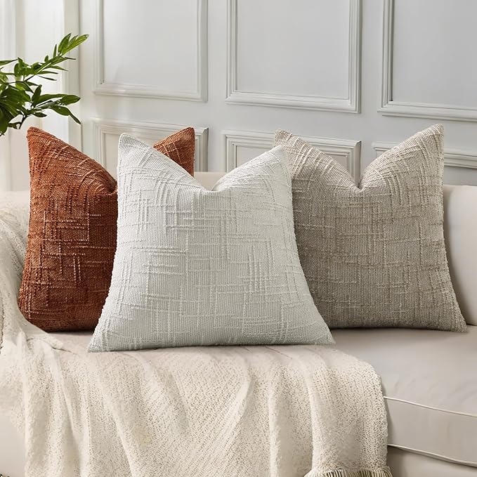 decorUhome Light Grey Chenille Euro Sham Throw Pillow Covers 26x26 Set of 2 Textured Soft Cozy Slubby Couch Pillow Covers Modern Farmhouse Boho Decorative Pillow Cases for Bed Sofa Living Room