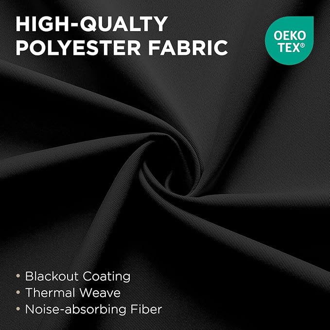 Joydeco Blackout Patio Sliding Door Curtains 84 Inches Long, Grommet Privacy Room Divider Curtains, Extra Wide Thermal Blackout Drapes for Bedroom Living Room (Black, 60Wx84L, 1 Panel)