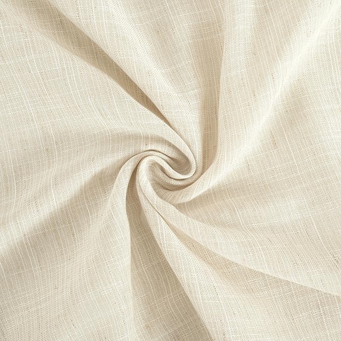 BGment Short Beige Linen Semi Sheer Curtains 30 Inch Length for Windows, Small Drapes Lightweight Rustic Textured for Bathroom Over Sink Cafe Decor Rod Pocket, 2 Panels Set, 30 Inch Wide