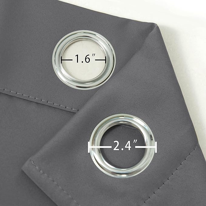 LEMOMO Grey Blackout Curtains/52 x 84 Inch/Set of 2 Panels Thermal Insulated Room Darkening Curtains for Bedroom