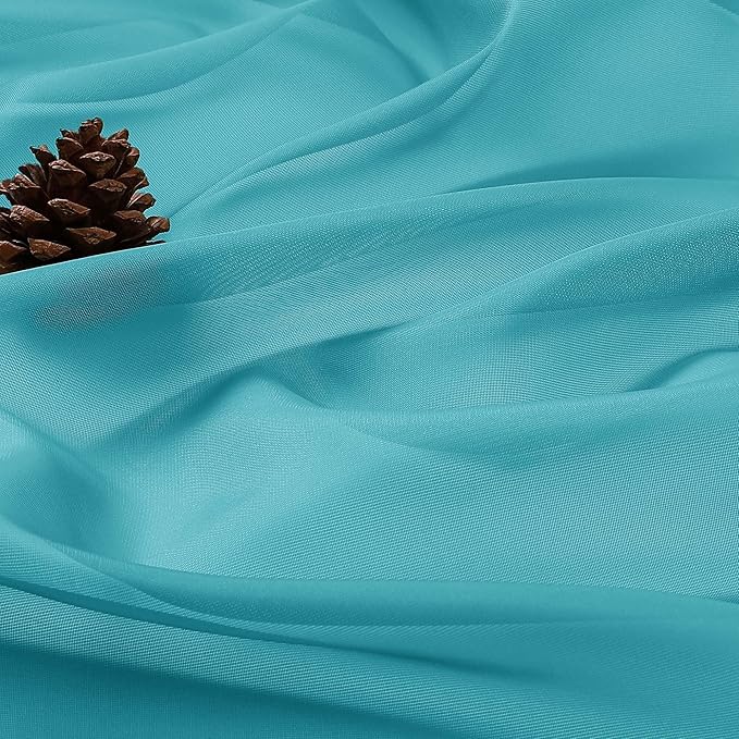 OVZME Turquoise Bedroom Curtains 2 Panel Sets 96 Inch Length, 59 Inch Extra Wide Light Filtering Voile Drapes Light Airy Window Drapes for Patio Door Living Room Bedroom Dining, 59Wx96L Inches