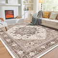 OPPODREAM Soft 6x9 Area Rugs, Washable Rug 6x9 with Non Slip Backing, Faux Cashmere Low-Pile 6 x 9 Carpet, Khaki