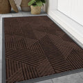 Smiry Front Door Mat Outside Entrance, Heavy Duty Sturdy Natural Rubber Doormat, Trap Dirt and Moisture, Easy Clean Low Profile Welcome Floor Mats for Indoor Outdoor Entry, 59x23 Inch, Dark Brown