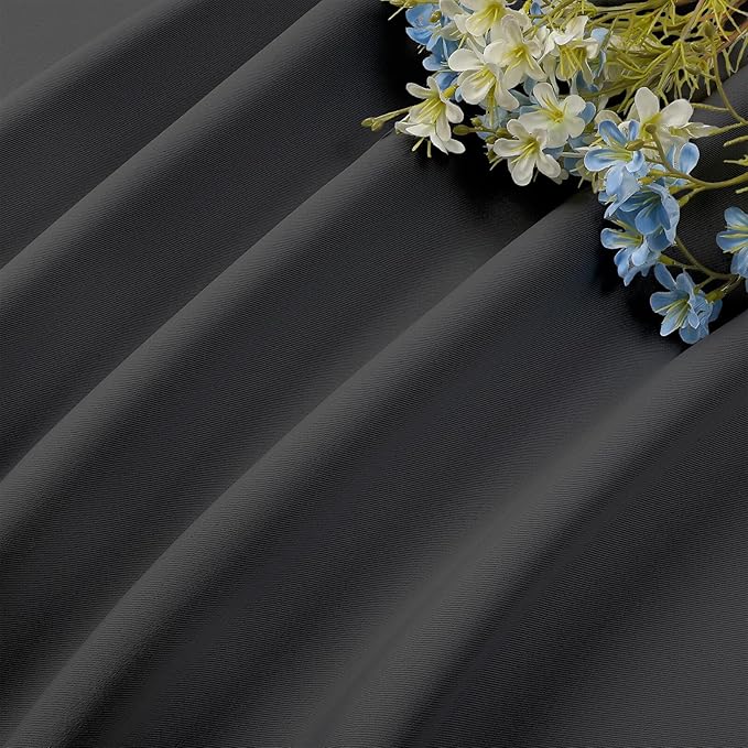 CUCRAF Dark Grey Blackout Curtains 90 inch Length 2 Panels Set, Rod Pocket Room Darkening Drapes for Bedroom Living Room, Insulated Thermal Light Blocking Window Curtain (W52 x L90 Inch)