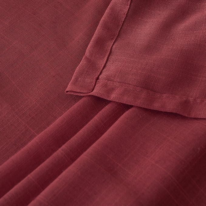 BGment Semi Sheer Burgundy Curtains for Living Room 80 Inch Length - Linen Textured Light Filtering Window Drapes with Rod Pocket for Dining Bedroom Lightweight, 2 Panels Set, 52 X 80 Inch