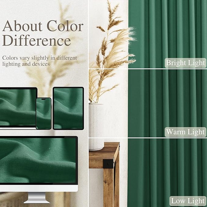 Extra Long Dark Green Linen Curtains 120 Inch for Living Room 2 Panels Set Rod Pocket Back Tab Linen Window Drapes Semi Sheer Light Filtering Privacy High Ceiling Drapes for Farmhouse 52x120