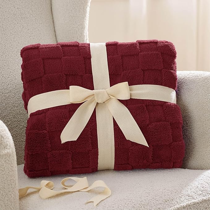 Bedsure GentleSoft Throw Blanket for Couch - Red Checkered Fleece Mother's Day Blankets Gifts for Kids Girls, Cute Soft Cozy Throw for Bedroom Home Decor Gifts, 50x60 Inches