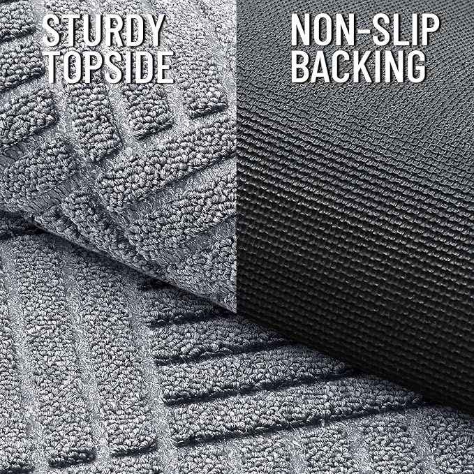 OLANLY Front Door Mat Outside Entrance 47x32, Absorbent, Heavy Duty Sturdy Natural Rubber Doormat Indoor Outdoor, Stain Fade Resistant, Non-Slip Low Profile Floor Mat Entryway, Charcoal Gray Diamond
