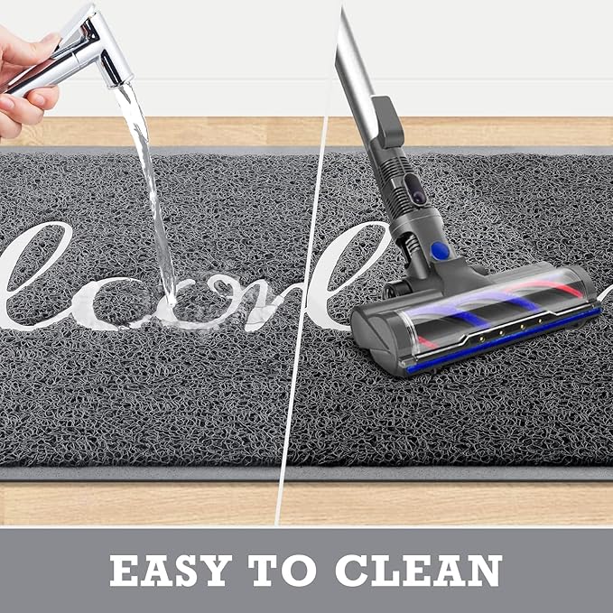 CozyBounty Door Mat Welcome Mats Outdoor Indoor Non-Slip Doormat for Entryway Low-Profile Floor Mat for Yard, Garage, High Traffic Areas (32"x20", Grey)