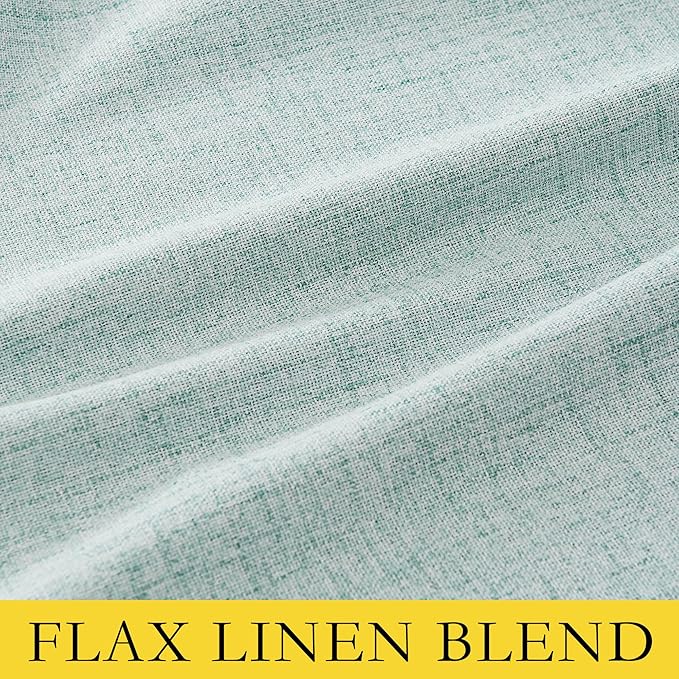 NICETOWN 100% Absolutely Blackout Linen Curtains with Thermal Insulated White Liner, Seafoam Green, 52" Wide, 120" Length Energy Saving Curtains for Living Room 2 Panels Set, Vertical Blinds