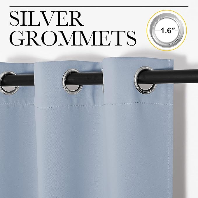 NICETOWN Room Darkening Curtains for Kitchen, Vintage Blue, Set of 2, 42 inches Wide by 50 inches Long, Window Treatment Thermal Insulated Solid Grommet Room Darkening Curtains/Drapes for Bedroom