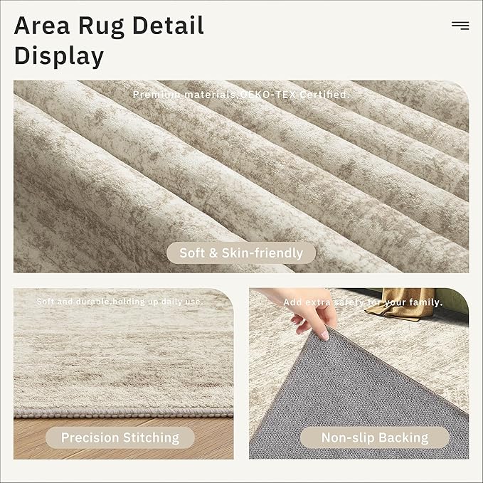 Runner Rug 2x7 Washable Non-Slip Hallway Runner Rugs for Kitchen Bathroom Laundry Room Beige Vintage Floor Carpet Runners for Hallways Entryway