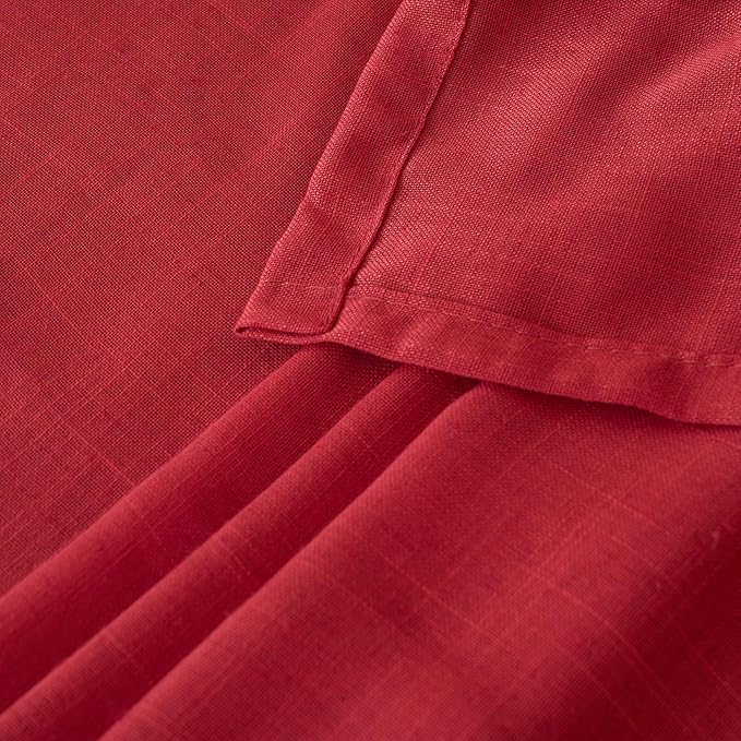 BGment Red Linen Curtains 63 Inches Long for Living Room, Semi Sheer Window Drapes Textured with Rod Pocket for Bedroom Dining Room Lightweight, 2 Panels Set, Each 52 Inch Wide