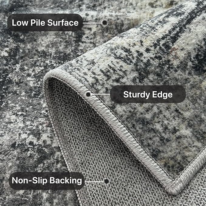 BEIMO Area Rugs 6x9 for Living Room Bedroom, Modern Abstract Machine Washable Soft Dark Gray Rug, Floor Carpet with Non Slip Backing for Dining Room