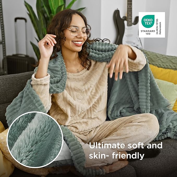 Bedsure GentleSoft Sage Green Fleece Blanket for Couch - Cozy Soft Blankets for Women, Cute Small Throws for Girls, 50x70 Inches