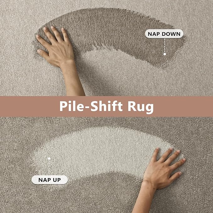 FinRèc 6x9 Washable Area Rugs for Bedroom Living Room, Low Pile Thin Rug Solid Color, Non-Slip Carpet Indoor for Home Decor (Light Tan)